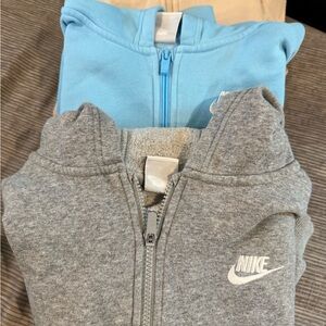 Girls Youth XL Nike Light Blue, Beige and Gray Zip-up Hoodies